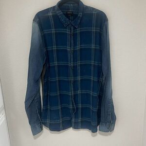 Buffalo David Bitton Mens Blue‎ Long Denim Chambray Button Up Shirt Size XL NWT